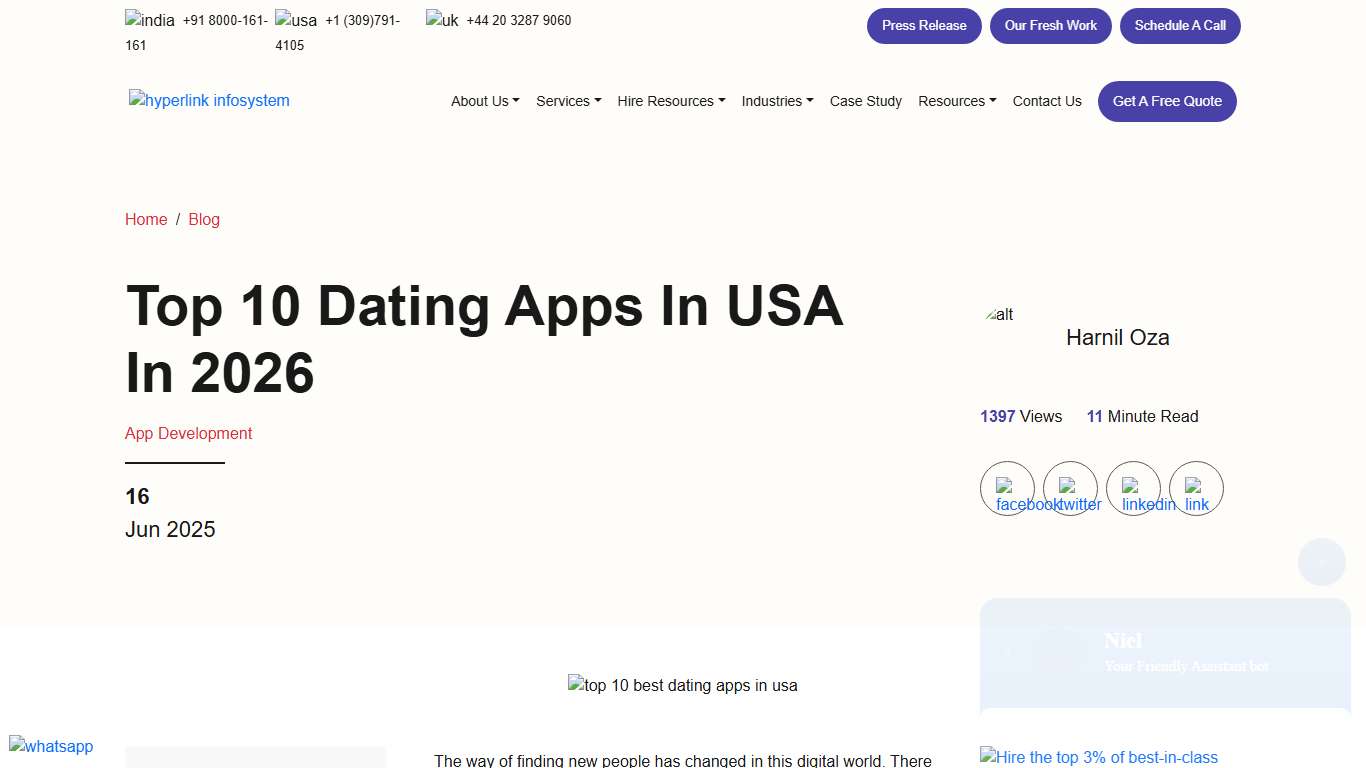 Top 10 Dating Apps in USA: A 2026 Guide Hyperlink InfoSystem